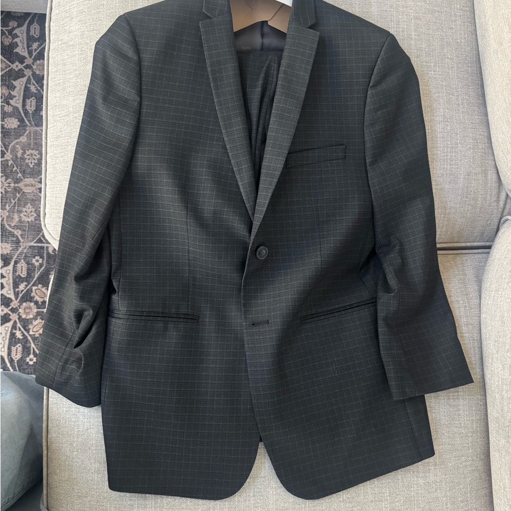 Michael Kors Charcoal Windowpane Two-Button Suit Jacket
